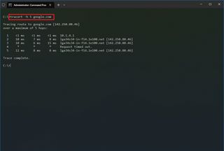 Tracert command with hop count option
