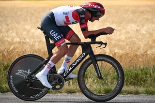 Brandon McNulty during the time trial at the Criterium du Dauphine