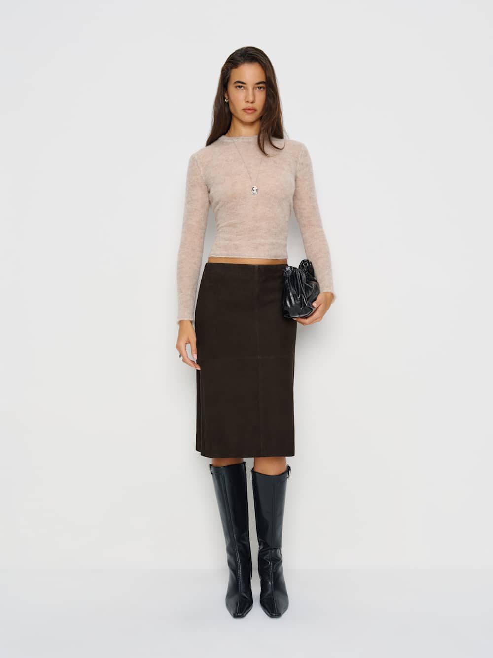 Veda Barrow Leather Low Waist Skirt