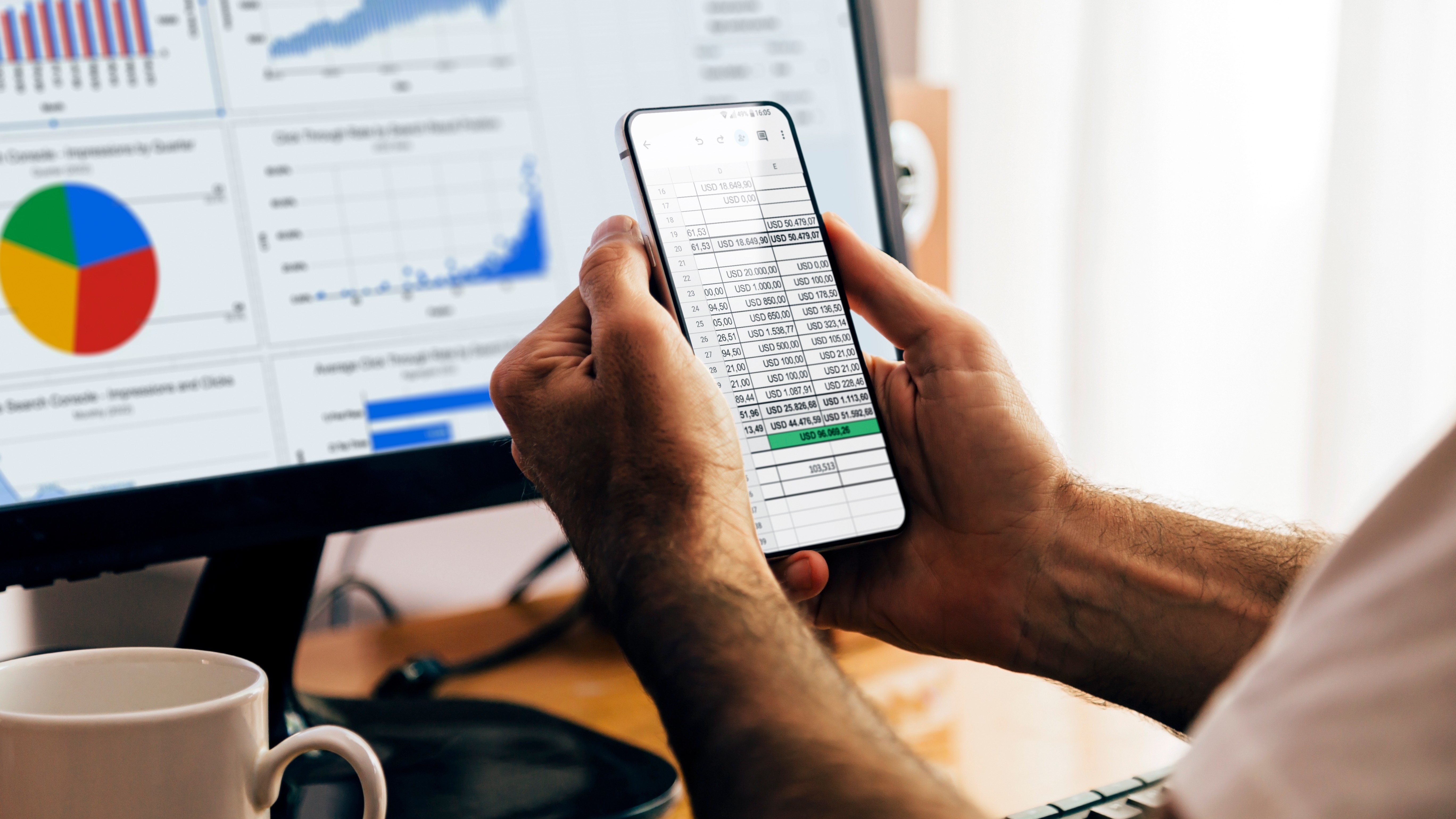 google sheets app on phone and desktop