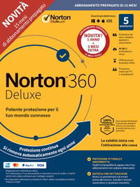 Norton 360 Deluxe 2021, 15 mesi di abbonamento a