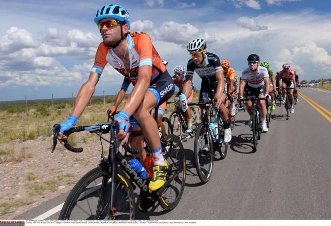 Phil Gaimon (Garmin-Sharp) in the leader's jersey