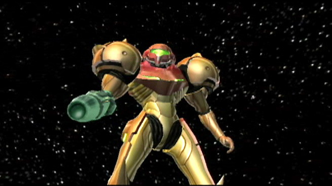 Nintendo Direct: Samus stand against a starry background
