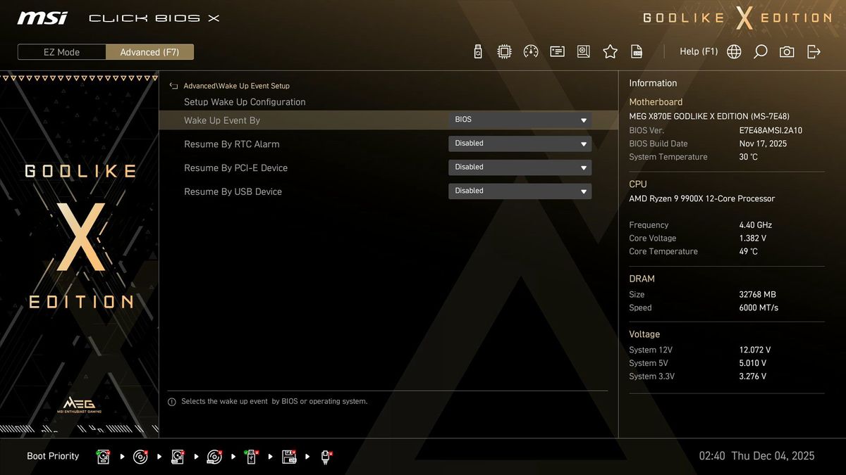 MSI X870E Godlike X - BIOS