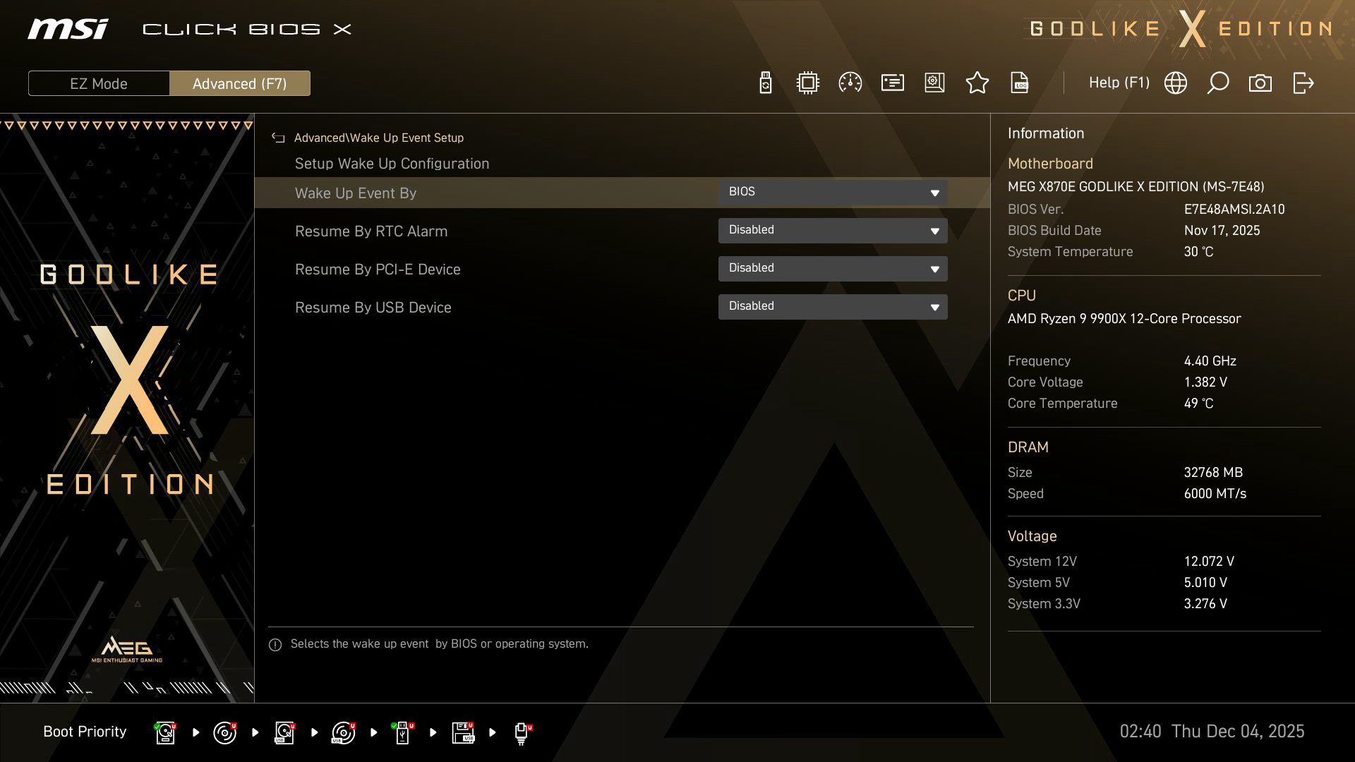 MSI X870E Godlike X - BIOS
