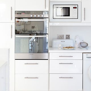 modern kitchen with white gloss units