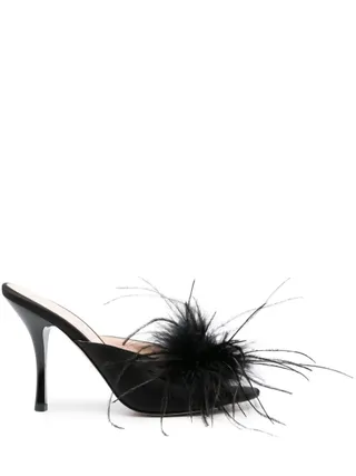 PINKO95mm feather-detail mules