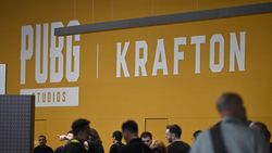 A photo shows the Krafton and PUBG studios logo during the Gamescom video games trade fair at the Trade Fair Center in Cologne, western Germany, on the first day of the fair on August 20, 2025. The 2025 edition of the vast Gamescom trade fair in Cologne, Germany, had its opening night on August 19, 2025 and will be running from August 20 to 24, 2025. (Photo by Ina FASSBENDER / AFP) (Photo by INA FASSBENDER/AFP via Getty Images) 