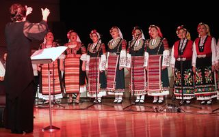 The Mystery of the Bulgarian Voices (Le Mystère des Voix Bulgares) performs at Universitaet der Kuenste on October 11, 2018 in Berlin, Germany.