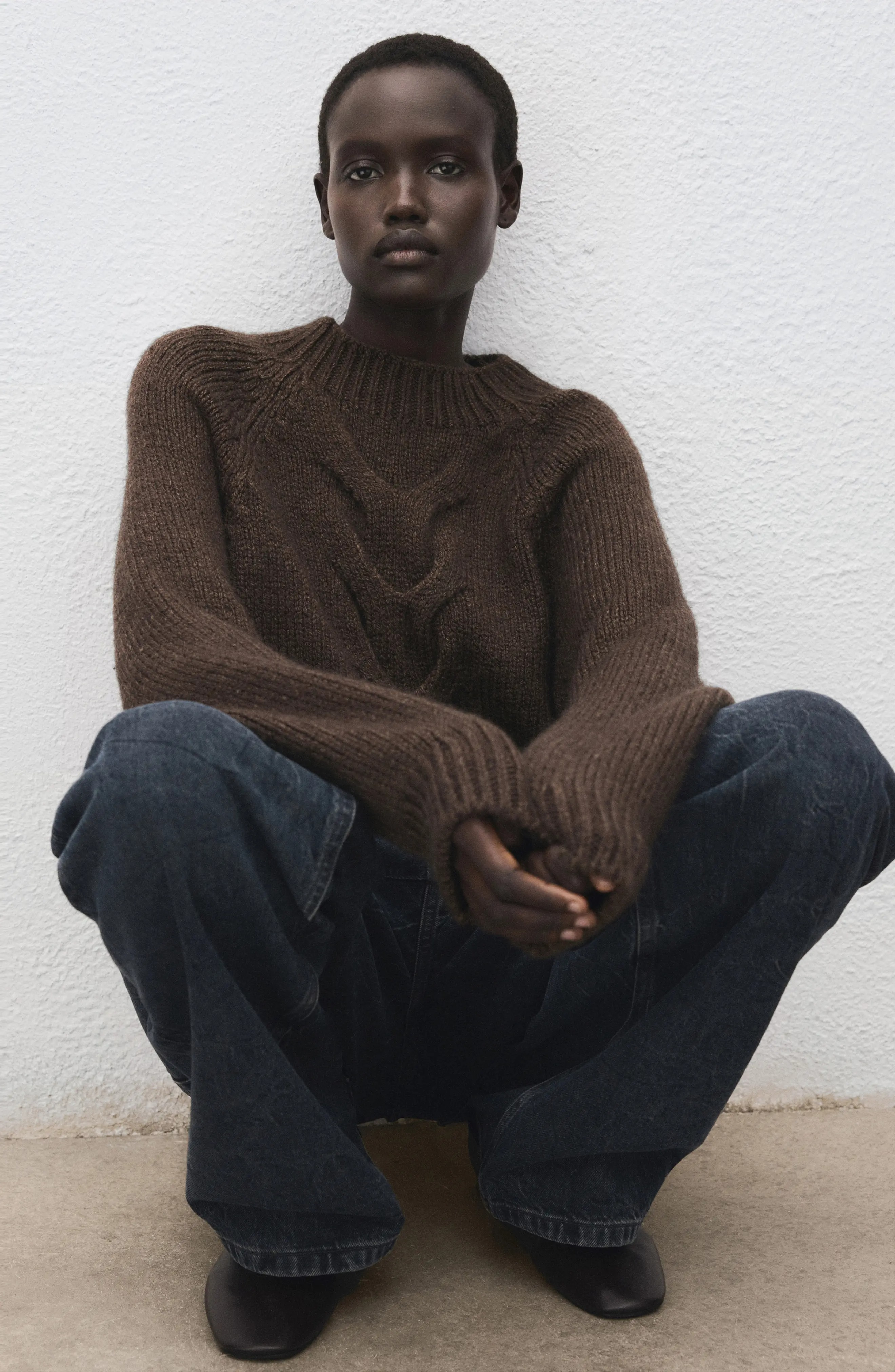 MANGO, Nolita Mock Neck Cable Sweater