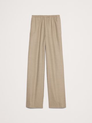 Wool Flannel Pull-On Wide-Leg Pant