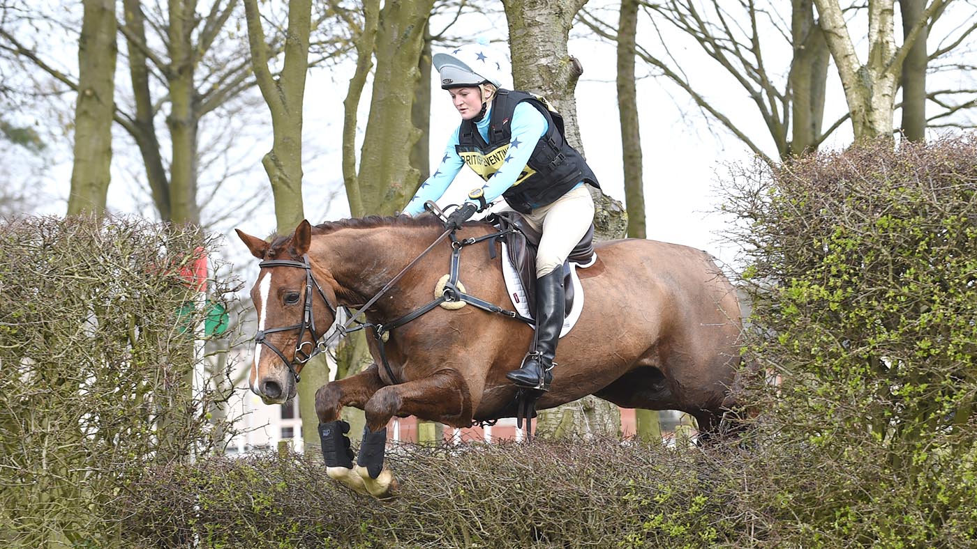 Caroline Clarke riding TOUCH TOO MUCH in the OI Section P, during Lincolnshire One Day Event at Lincolnshire Showgrounds near Lincoln in Lincolnshire UK on20th March 2016