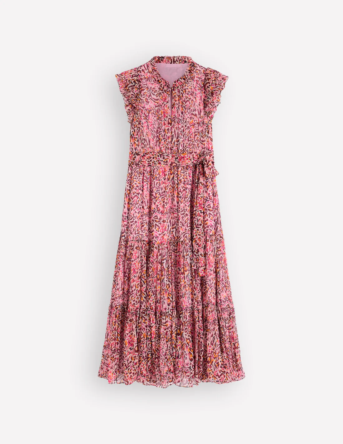 High Neck Sleeveless Dress-Multi Leopard Flow