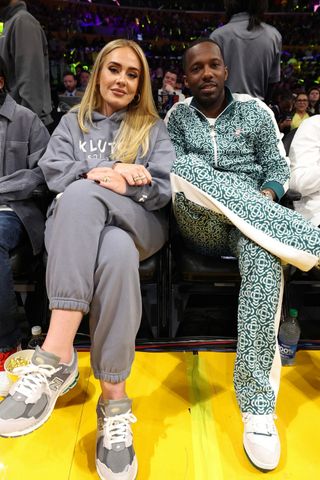 Adele and Rich Paul at a basketball game