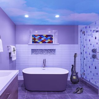bathroom with purple bathtub