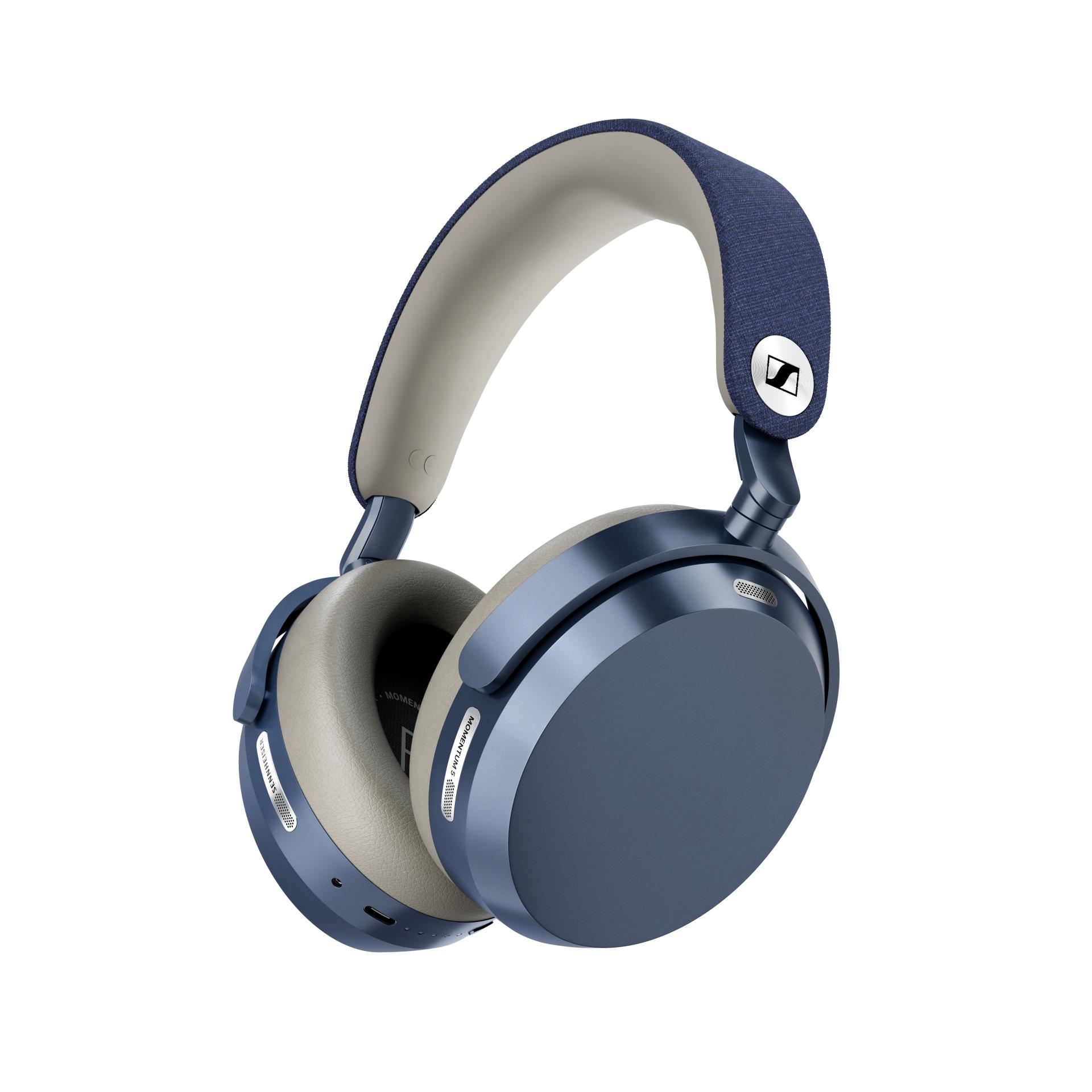 Sennheiser Momentum 5 headphones on a desk with a FiiO M21 DAP