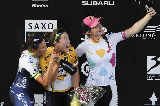 Selfie time on the podium at the Bay Crits