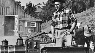 Walt Disney with his train, the Lilly Belle