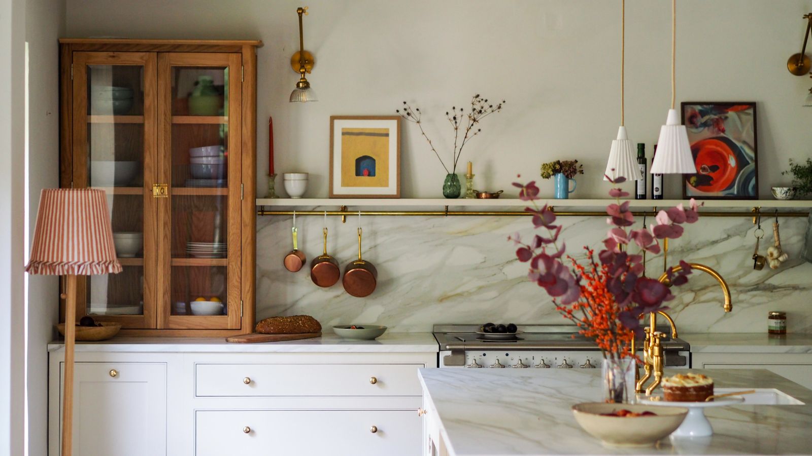 A wood and white transitional kitchen
