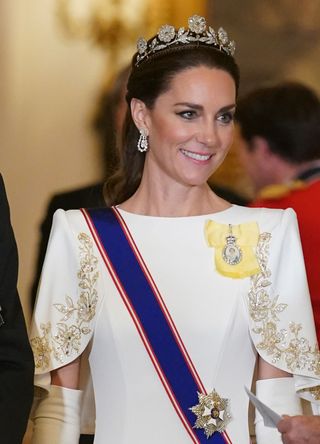 Kate Middleton attends the State Banquet for the President of South Korea