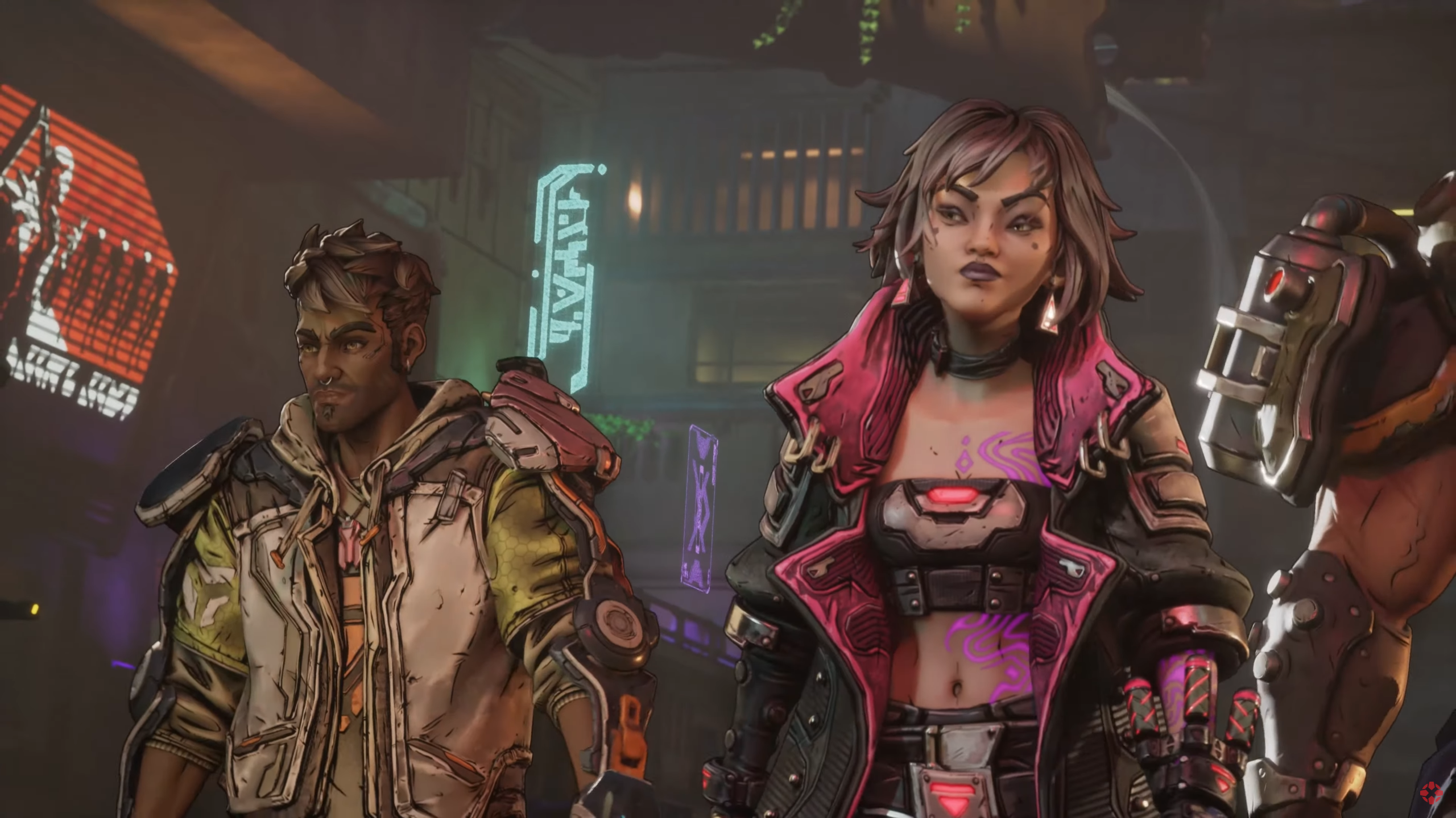 Two of the Borderlands 4 protagonists, one of whom is a Siren with pink tattoos.