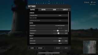 PlayerUnknown's Battlegrounds graphics settings menu, running on Xbox One X.