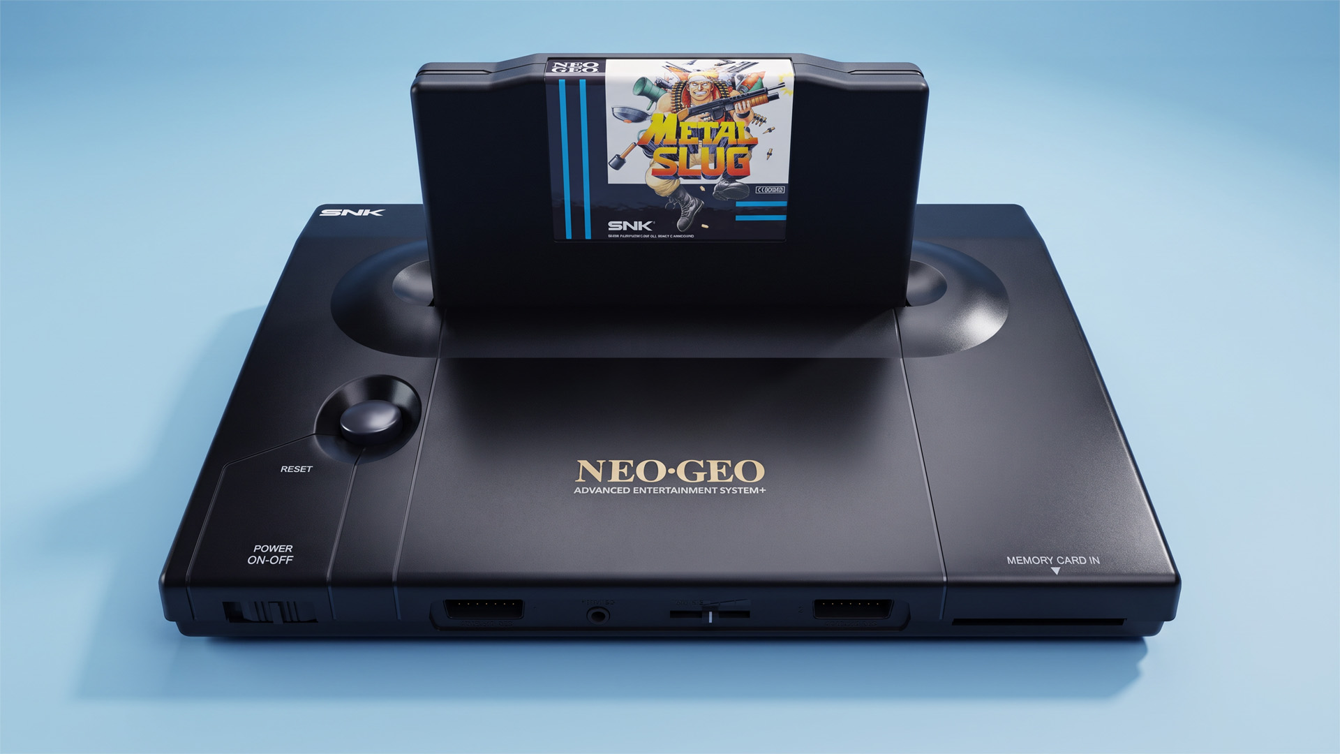 NeoGeo AES+ on a blue background