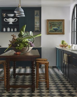 A blue colored kitchen from Elizabeth Hay