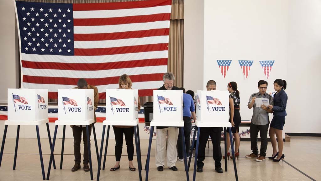 Voters casting ballots 