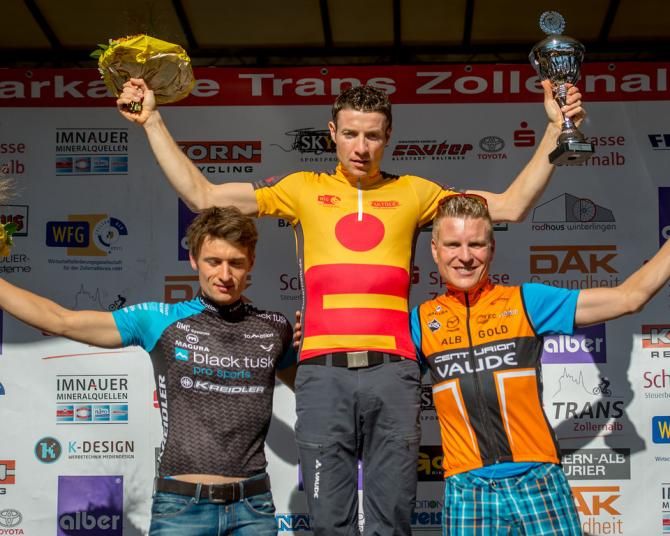 Men's overall Trans Zollernalb podium: Mathias Liesling, Markus Kaufmann, Hannes Genze