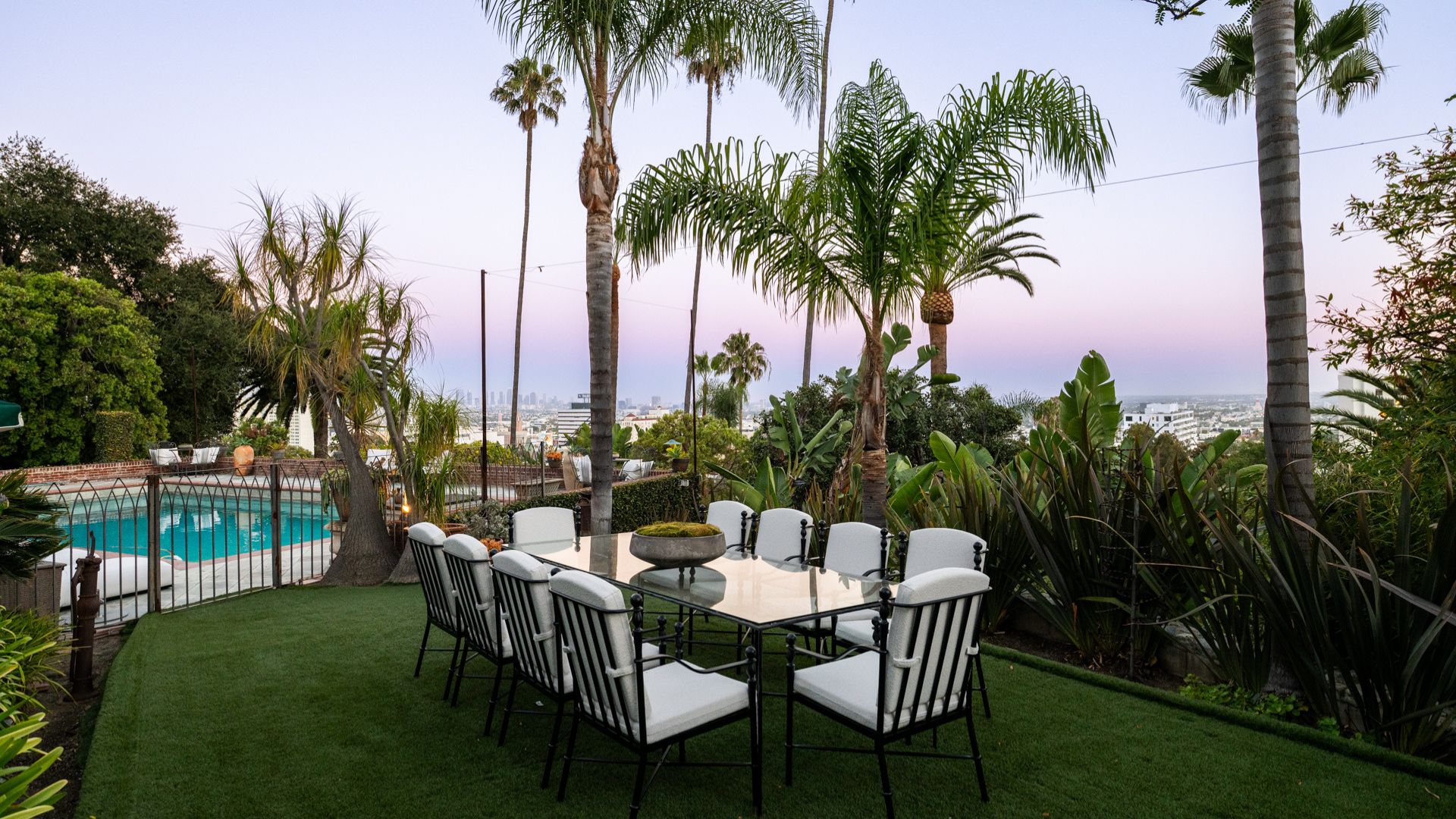 An image of Helen Mirren's Hollywood home garden, staged by Vesta Home