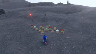 Sonic surrounded by Kocos he's collected in Sonic Frontiers