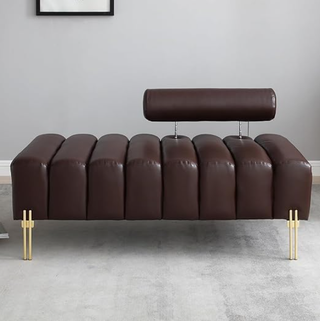 Brown leather daybed