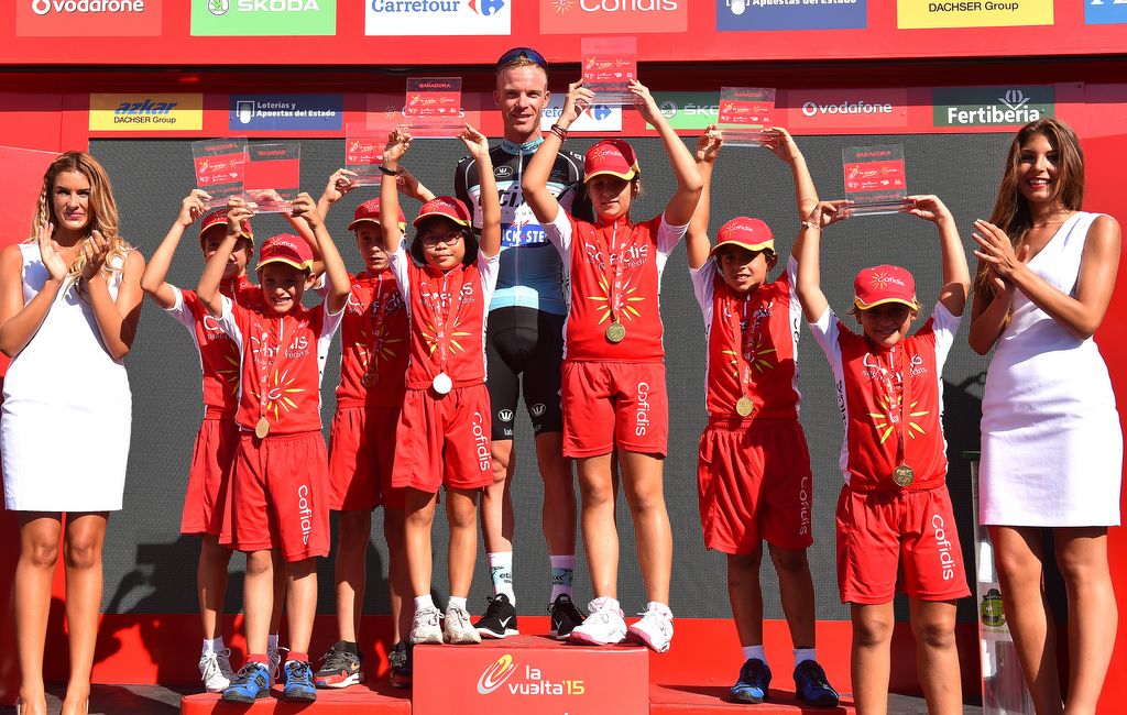 Some local children enjoy their time on the podium