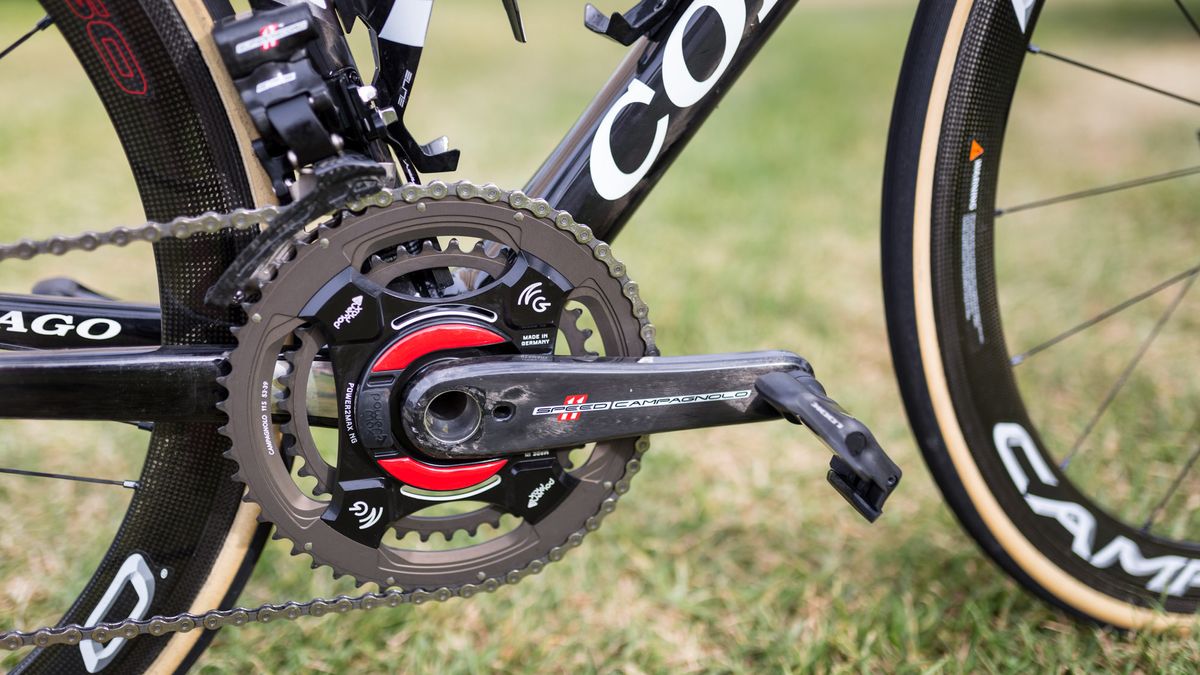 UAE-Team Emirates equip their Campagnolo Super Record cranksets with a Power2Max power meter