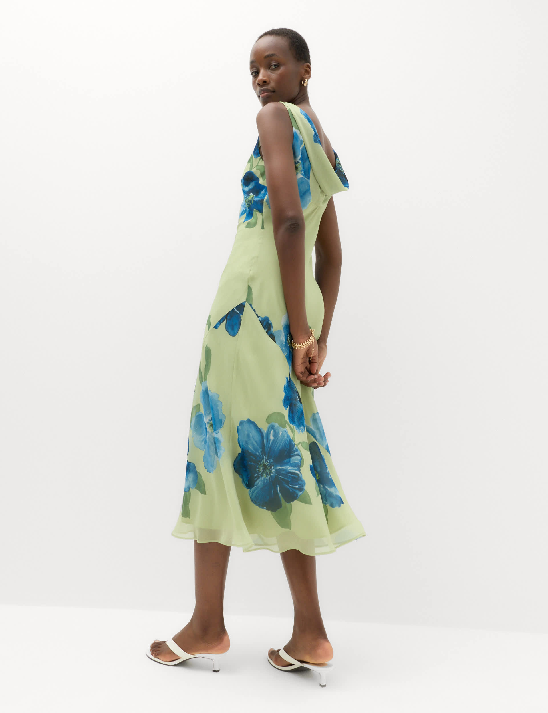 Floral Round Neck Midi Column Dress