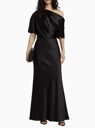 Amsale Satin One-Shoulder Gown