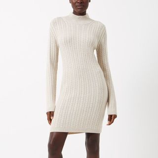 model wearing French Connection Cable Knit Dress