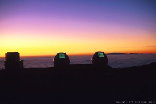 Keck I and II Domes at Sunset