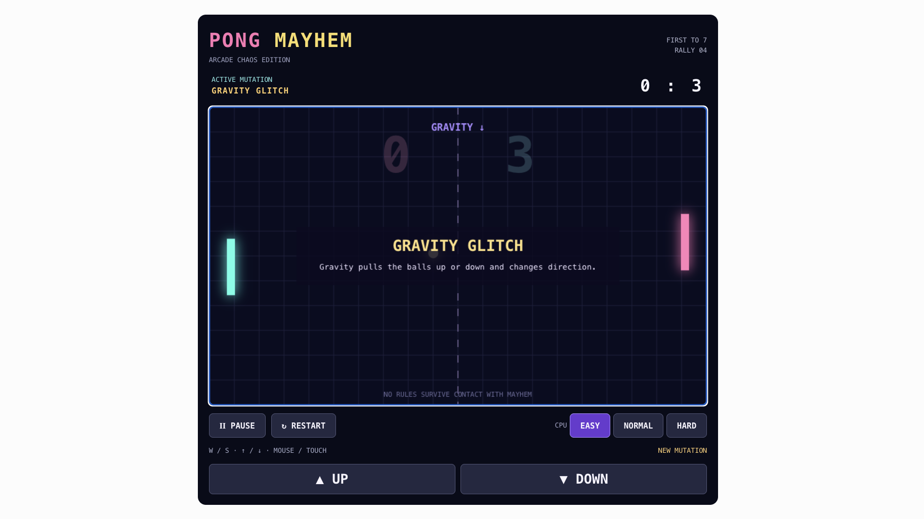 A screenshot of the chatgpt interface with a modified pong game