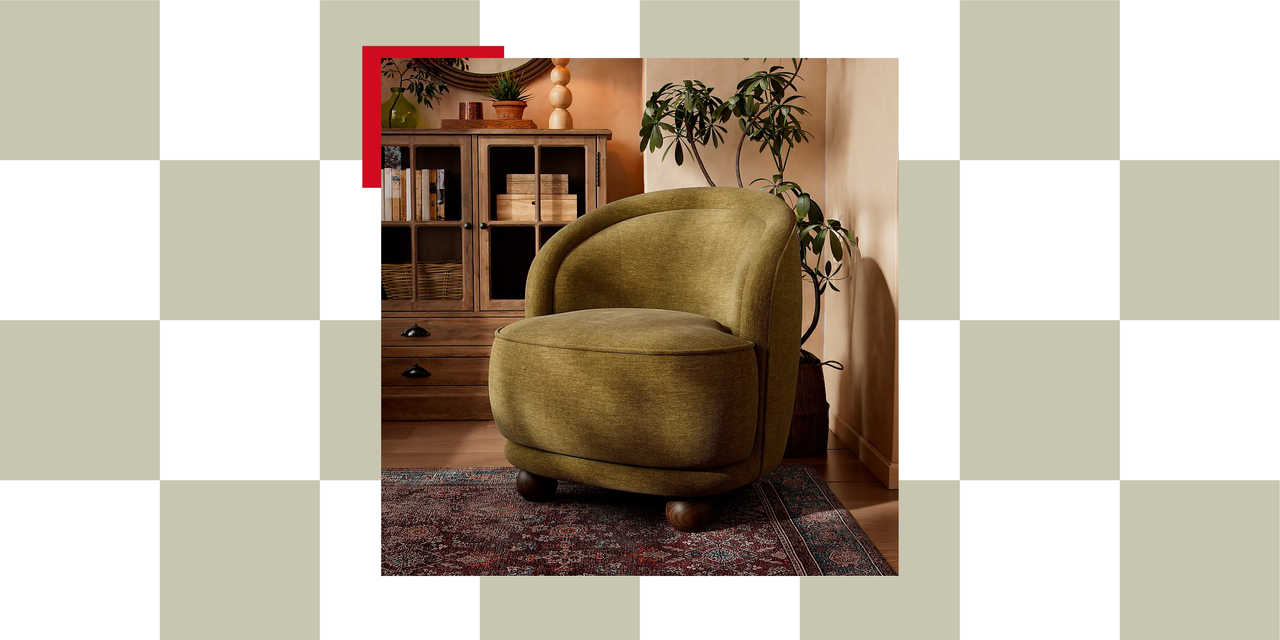 green, bun foot arm chair from Dunelm
