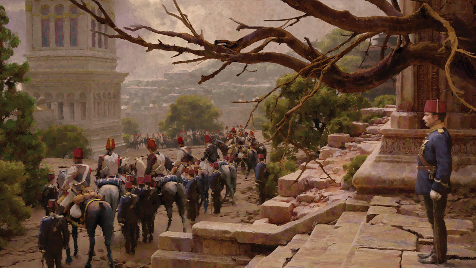 3D art, bright scenes of a fantasy world for games