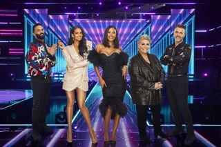 Host Maya Jama (centre) with judges Craig David, Alesha Dixon, Dawn French and Gary Barlow.