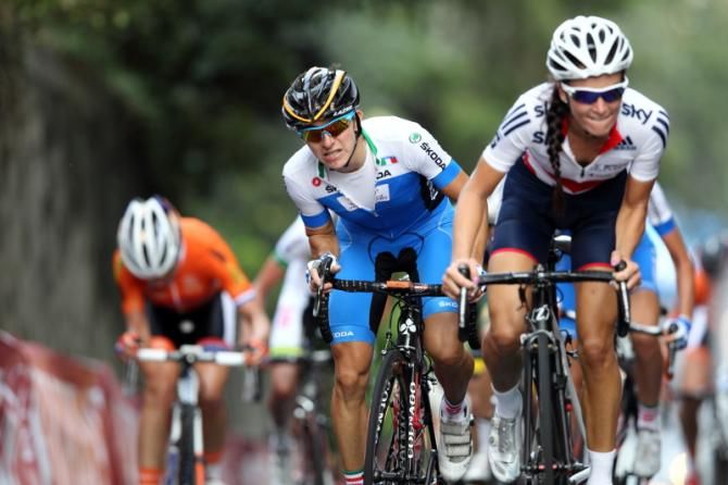 Giorgia Bronzini (Italy) on the wheel of Briton Lizzie Armitstead