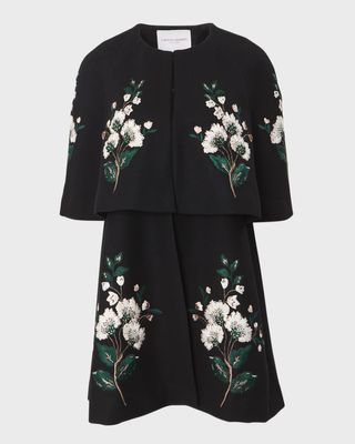 Floral Embroidered Tiered Mini Cape