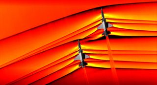 NASA captures first-ever photo of two supersonic shockwaves interacting.