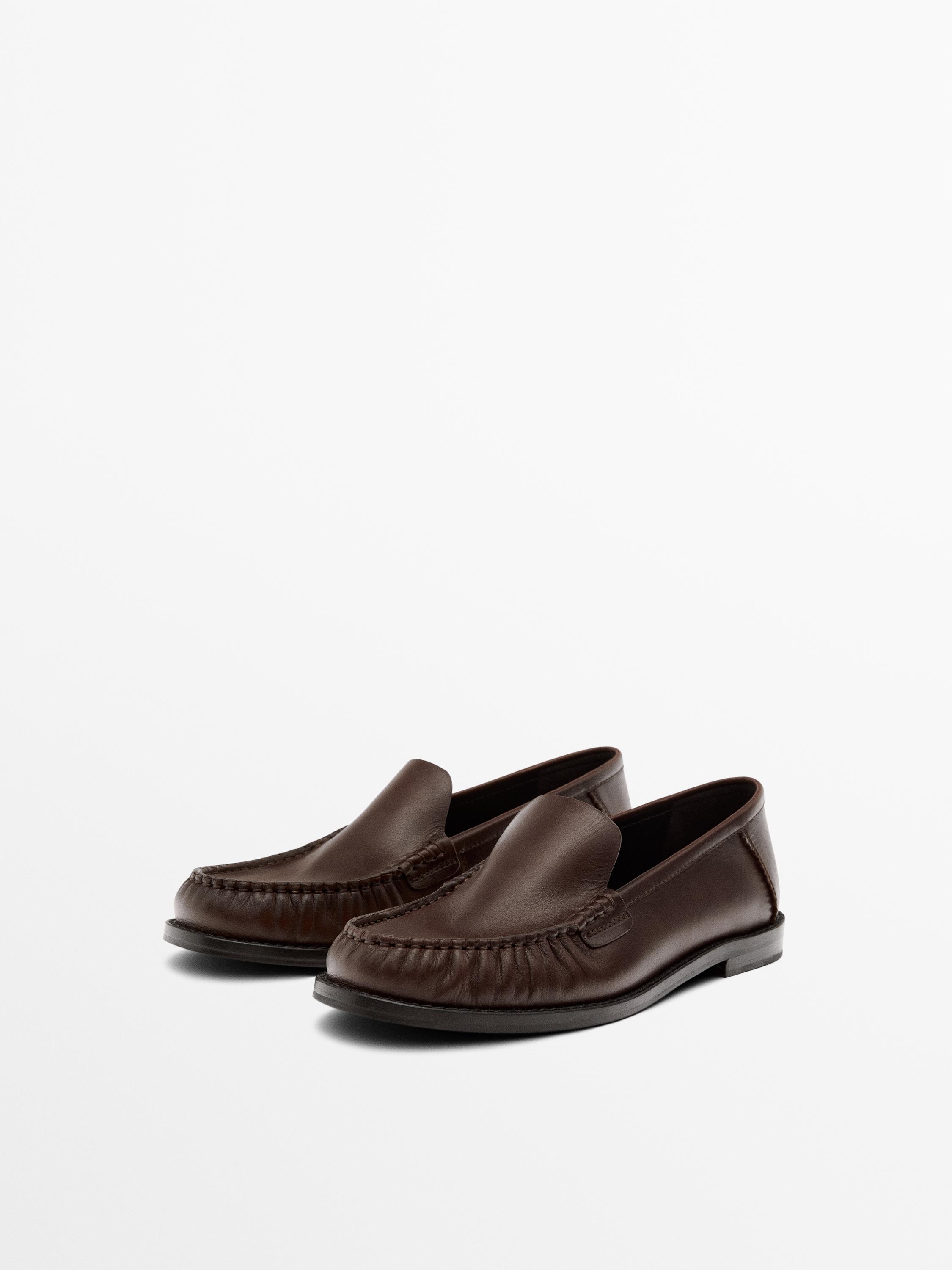Massimo Dutti, Gathered Leather Loafers