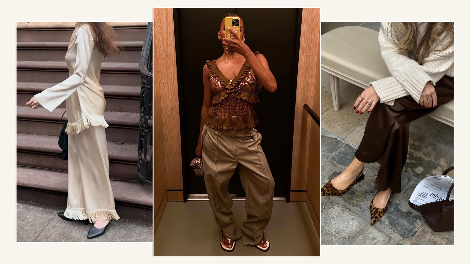 An image of the key transitional trouser trends to wear between spring and summer in 2026.