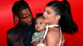 santa monica, california august 27 l r travis scott, stormi webster, and kylie jenner attend the premiere of netflixs travis scott look mom i can fly at barker hangar on august 27, 2019 in santa monica, california photo by david livingstonwireimage