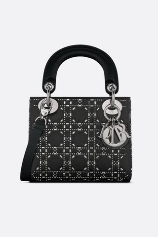 Mini Lady Dior Bag in Black Strass Cannage Satin